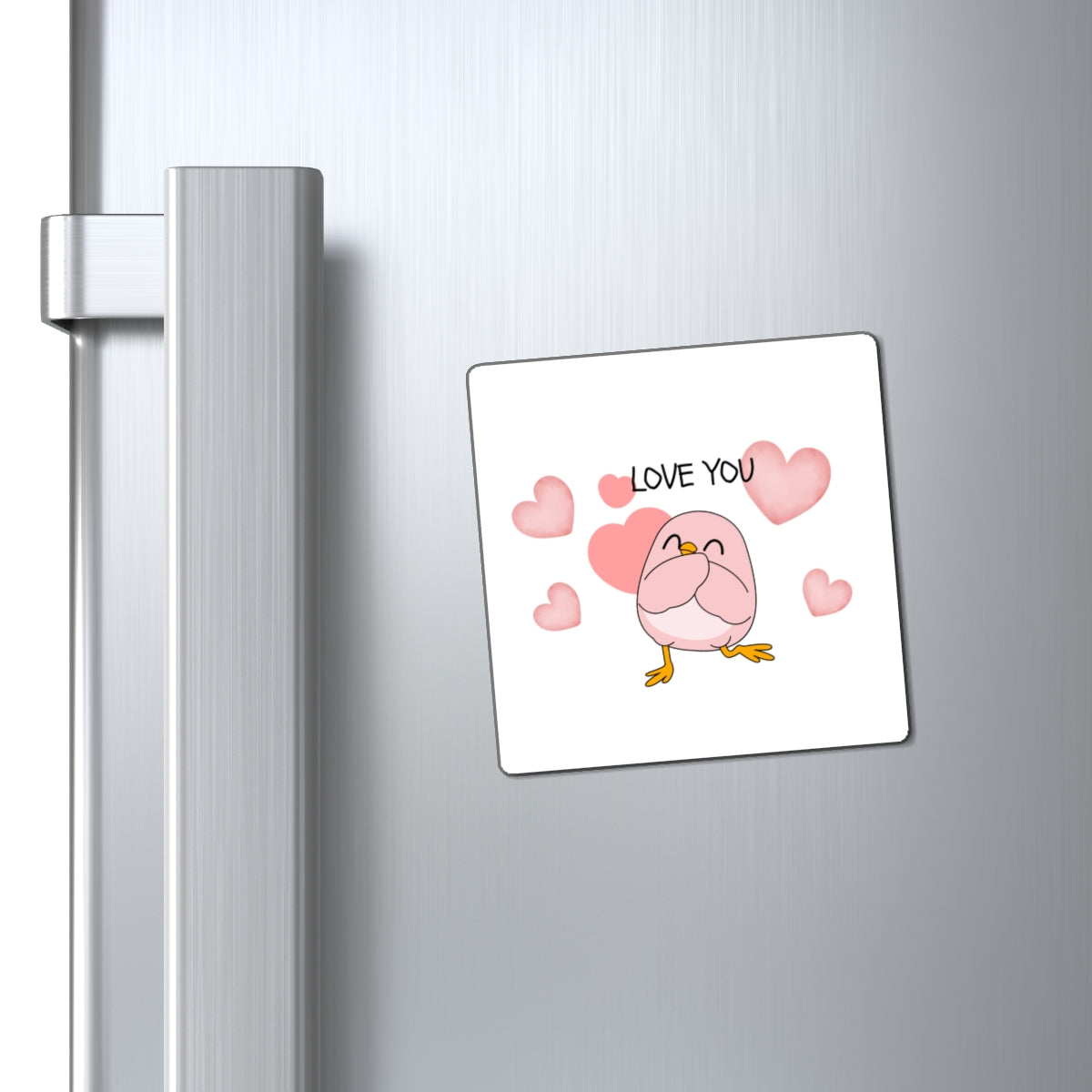 Love You Cute Pink Bird Fridge Magnet