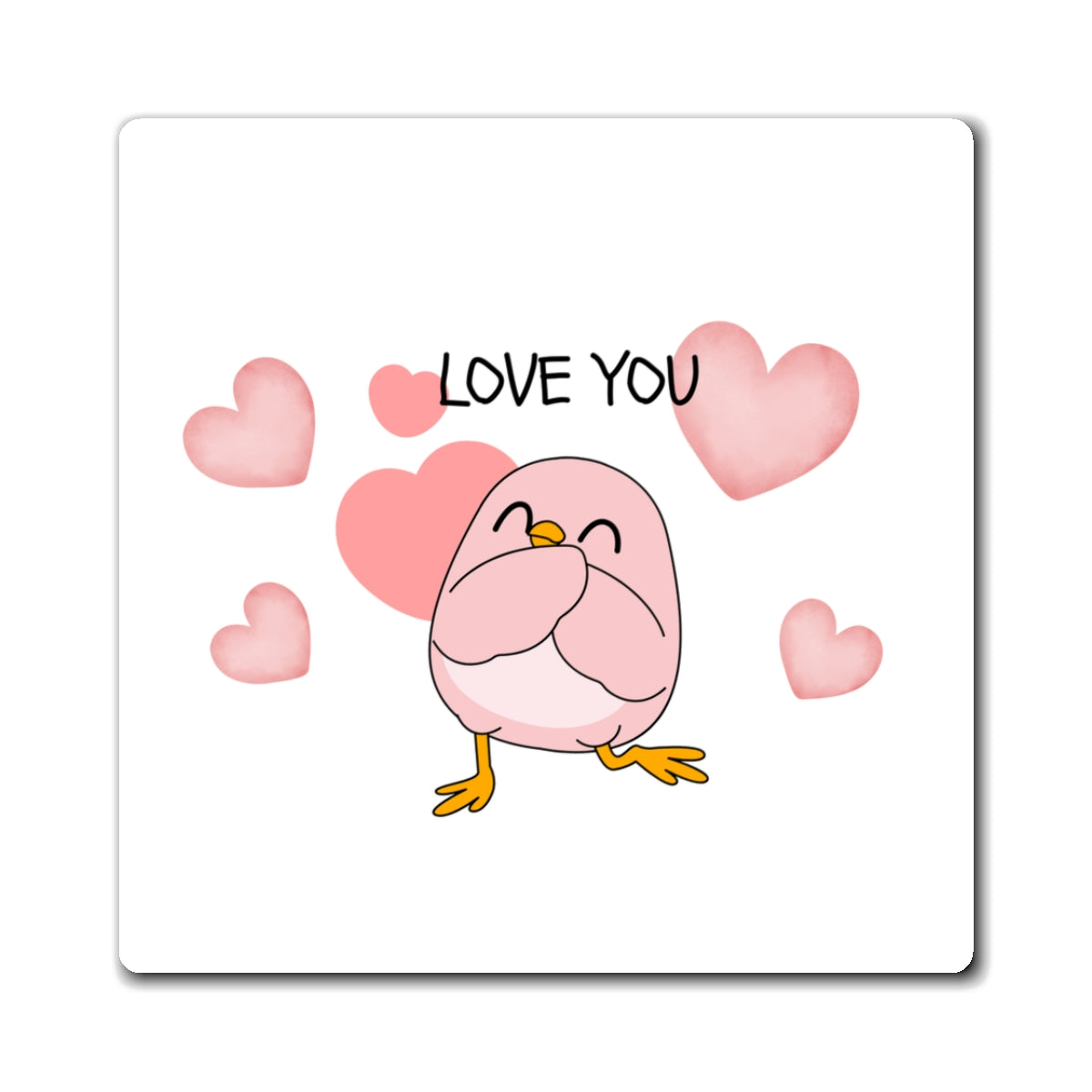 Love You Cute Pink Bird Fridge Magnet